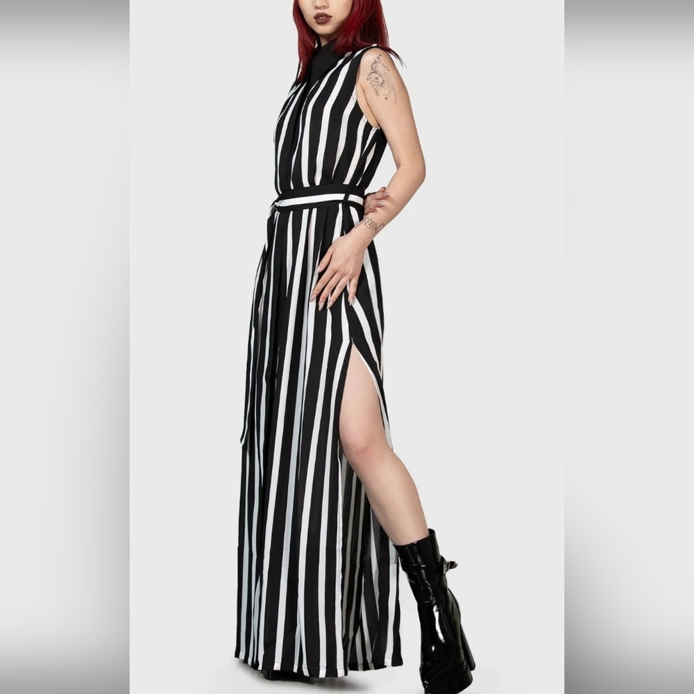 Killstar Monochrome Striped Maxi Dress